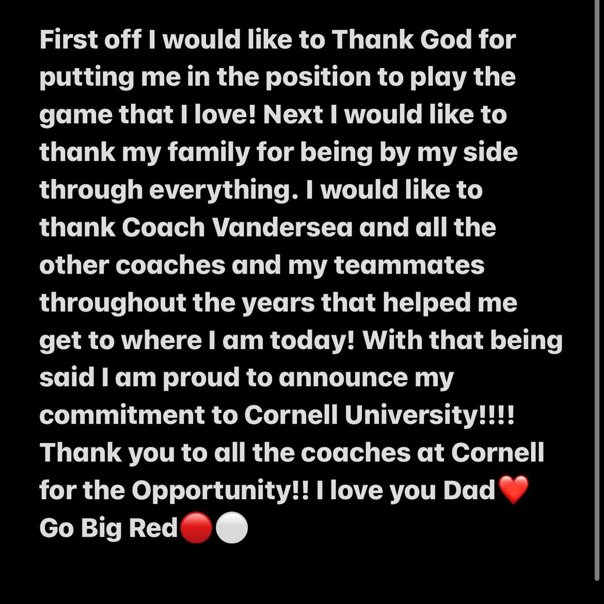 100% committed!! Go Big Red🔴⚪️@SPSFootballNH @BigRed_Football @JaredBackus1 @CUCoachArcher