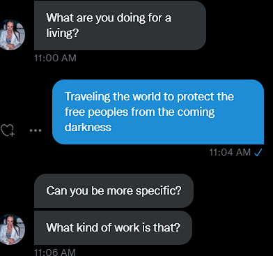 schneiderlorax's tweet photo. Little while back I did the "respond to a bot as if I was Aragorn" bit that everybody does. https://t.co/NWLYZuCqlz