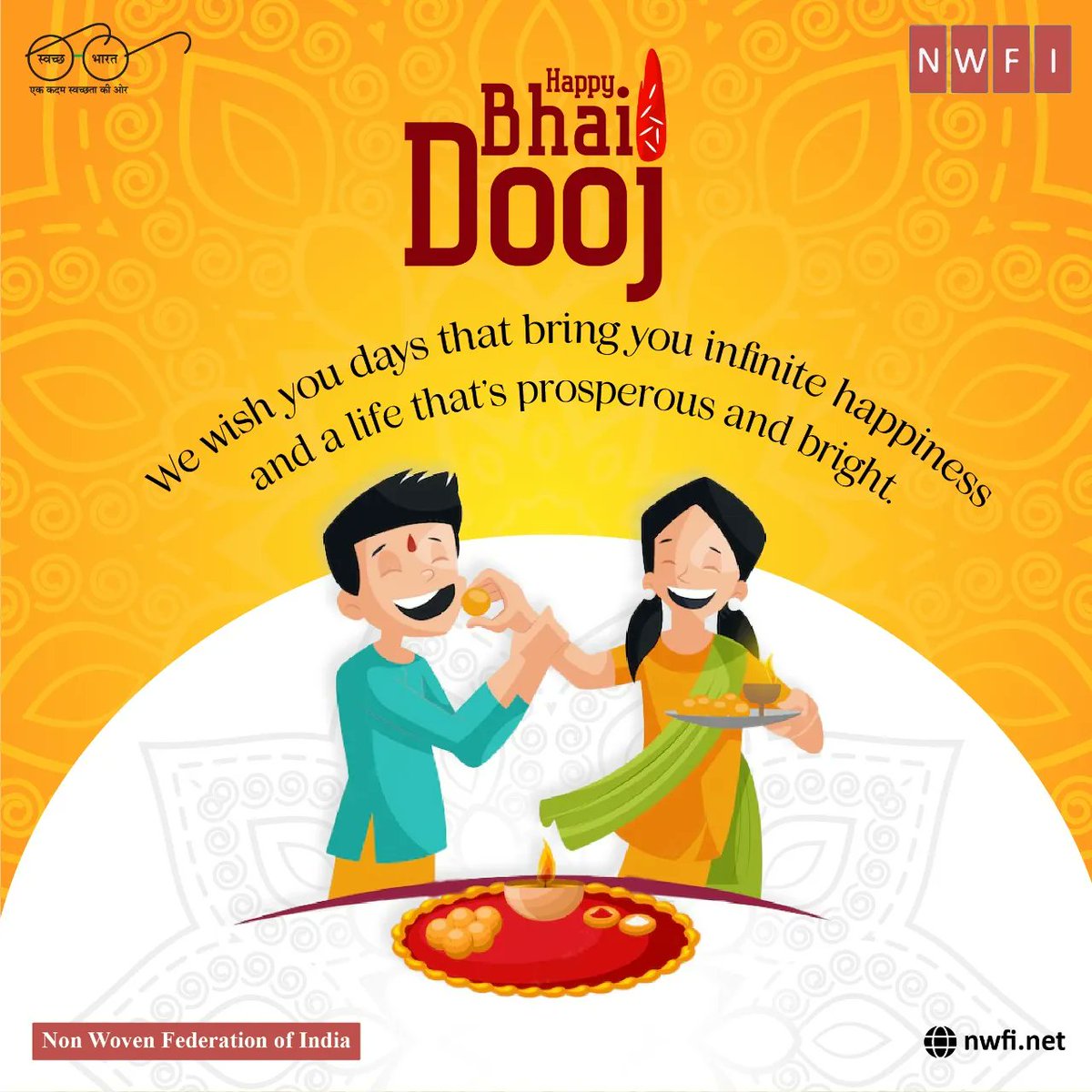 NwfiOf's tweet photo. May this Bhaidooj strengthen our bond more than ever and bring joy and prosperity. Happy Bhai Dooj!
.
.
.
#nwfi #nonwovenfederationofindia #bhaiyadooj #bhaidoojspecial #happybhaidooj #bhaidooj #bhaidoojcelebration #bhaidooj2022 #sisterandbrother #siblings #bond #happybhaidooj2022 https://t.co/9CblINJiGm