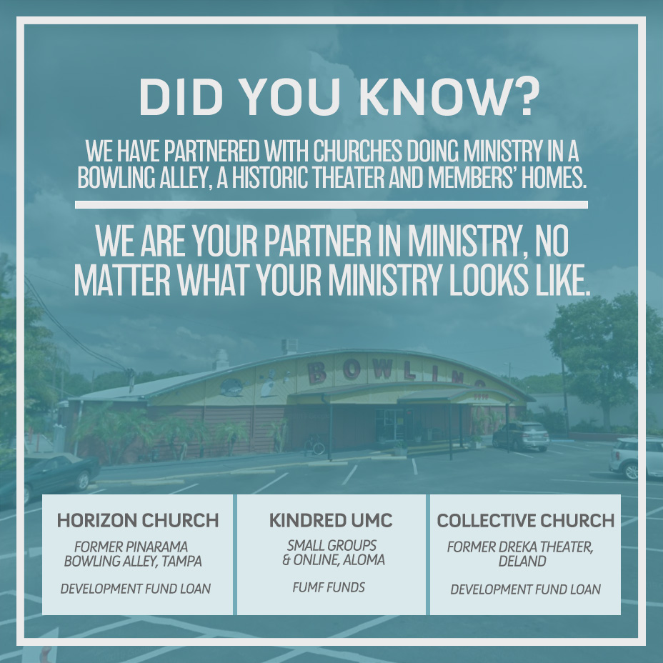 We go with our partners where they need us to, whether it’s helping <a href="/HorizonTPA/">Horizon Church</a> find a home in an old bowling alley or supporting Kindred UMC as they invest for the future of their small group ministry. #GoodStewards