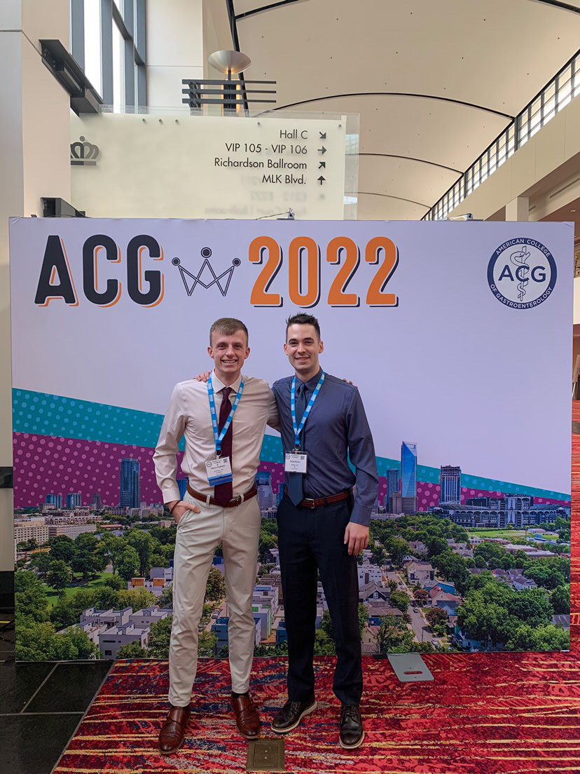 Congrats to MD students Skyler Burke & Pierce Claassen, who were both given Outstanding Poster Presenter awards at #ACG2022.🥇 We look forward to seeing our students continue to share their work while improving #patientcare in areas like #GIhealth! #WSUMedicine @AmCollegeGastro