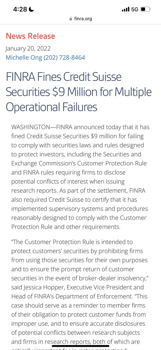 EduardBrichuk's tweet photo. 👆I’ve mentioned Credit Suisse many times. Expose them!
7+ YEARS of failing to report short sales. How many are “synthetic naked short sales?”
FINRA MEMBER - Corruption!
@dlauer @cvpayne @TheProblem @jonstewart @jjbrown111076 @AMCbiggums @BossBlunts1 @ApeAverage @PeterRHann1 https://t.co/ro0c1j6ToI