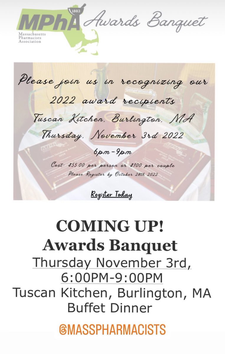 Join us! @Mass_Pharma award ceremony. #pharmacists