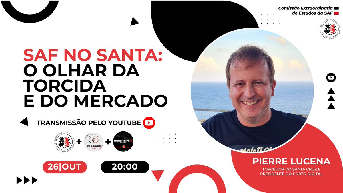santacruzsaf's tweet photo. Quarta-Feira - 26.10.22
A partir das 20h

Transmissão:
@CD_SantaCruzFC 
@PodBeberibe1285 
@Dezenove_14 

Convidado: @pierrelucena 

Vamos falar sobre a #SAFNOSANTA sob o olhar da torcida tricolor e do mercado! https://t.co/uVNYL6WTBo