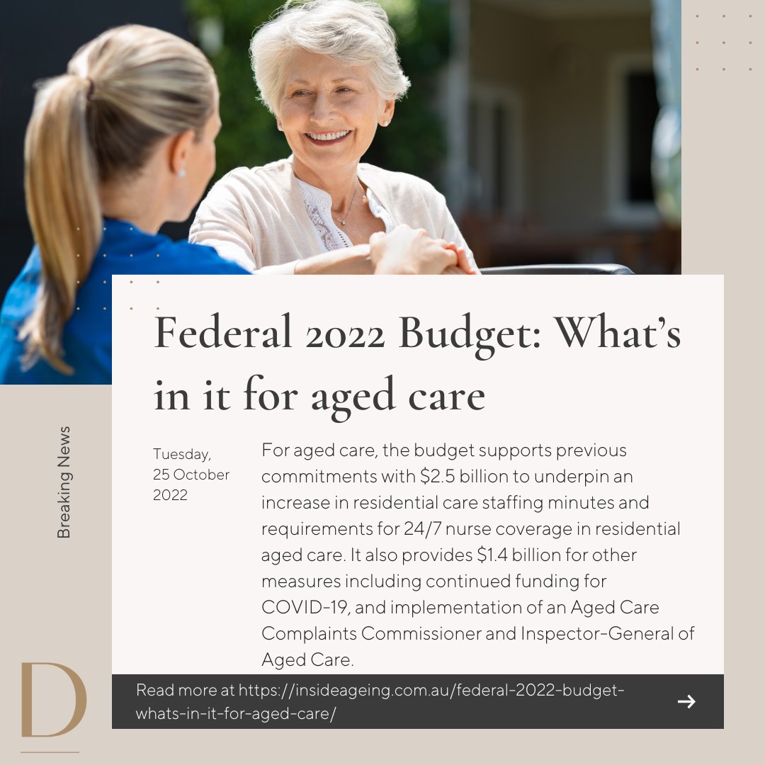 DslLaw's tweet photo. The Government’s budget has committed considerable funds to Aged Care in last night’s budget including:
$215.3 million in bonuses to aged care workers.
$124.0 million to fund the Aged Care Preparedness program to support the management of COVID-19. Is it enough? Time will tell… https://t.co/CcWWDOmS1N