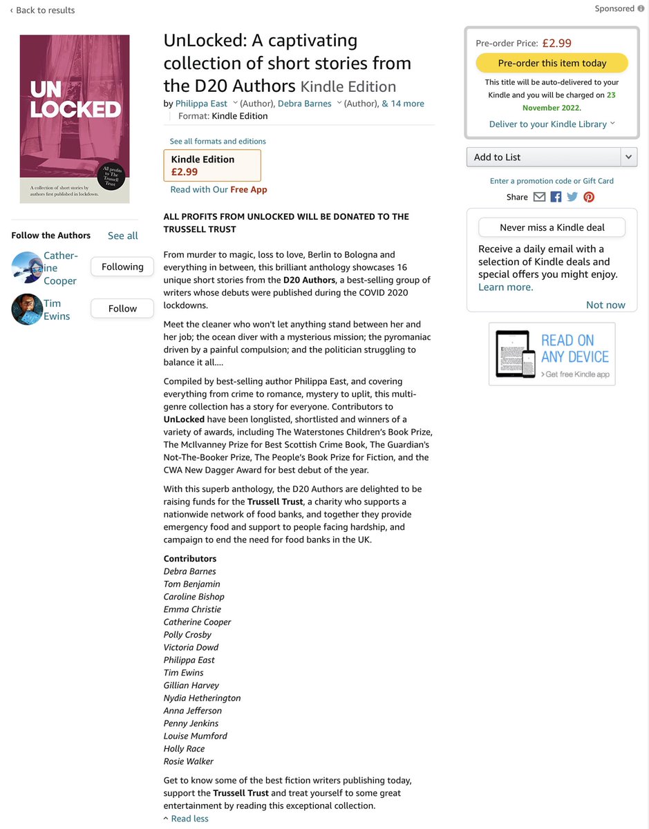 👆👆👆 Featuring… @theemmachristie @catherinecooper @NydiaMadeofAir @WriterPolly @louise_mumford @annajefferson @EwinsTim @Tombenjaminsays @GillPlusFive @debra_author @calbish @penny_author @Ecarylloh @ciderwithrosie @victoria_dowd All profits going to @TrussellTrust 💚💚💚
