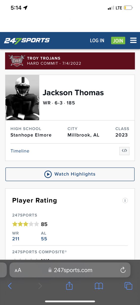 jackson_t4's tweet photo. Blessed to be recognized as a 3⭐️ athlete by @247Sports @on3   @SEHSMustangsFB https://t.co/9VcCQddC8W