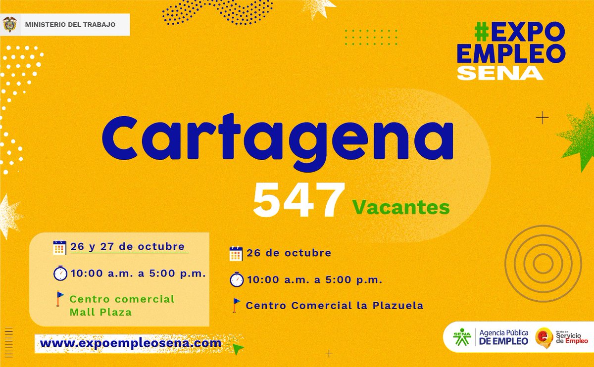 SENAenBolivar's tweet photo. #SENAesEmpleo || En @SENAenBolivar💚, te invitamos a participar de #ExpoEmpleoSENA, se intermediarán 547 vacantes🙋🏽para diferentes perfiles profesionales y se brindará atención presencial en los📍Centros Petroquímico, Náutico, Multisectorial Ternera y en el barrio Nuevo Paraíso. https://t.co/kKMdUHdSeZ