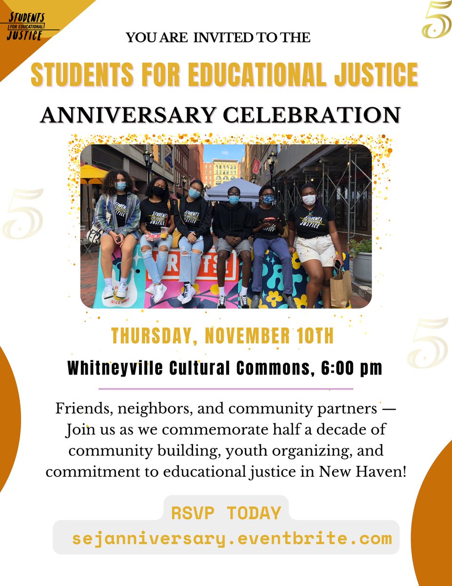 SEJMovement's tweet photo. SEJ will be holding our 5-year anniversary celebration on Thursday, November 10th at 6pm! There will be art, performances, and refreshments. RSVP today 😁 https://t.co/CoXqPQBdjS https://t.co/WsUQS0tsSQ
