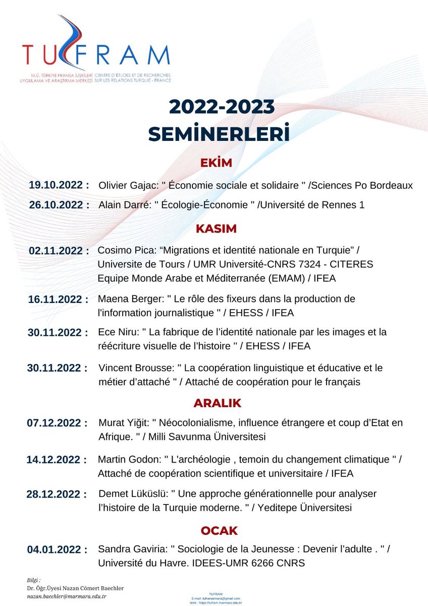 2022-2023 Akademik Yılı Güz Dönemi için organize ettiğimiz araştırma seminerleri başladı.