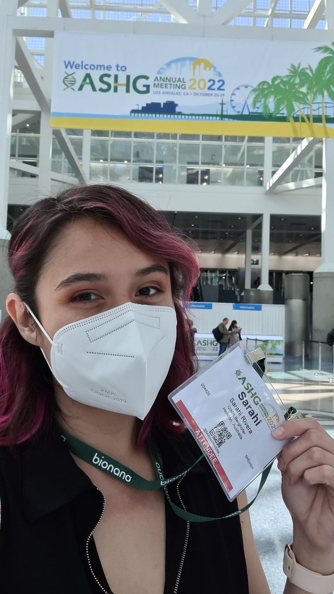 SarahiRivera_'s tweet photo. Tomorrow I'll be presenting my poster at the #ASHG2022 conference PB1142 #Genetics #Cancer Look out for the pink hair! @GeneticsSociety https://t.co/jgHSOeNEbm