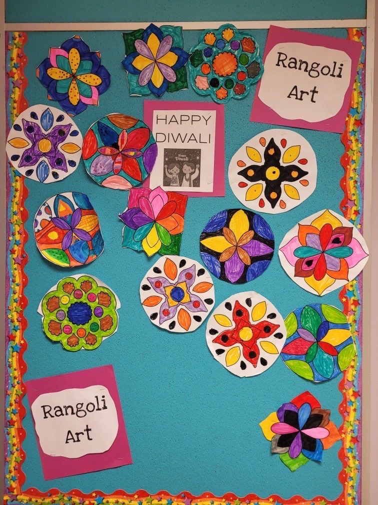 GreenfieldCB's tweet photo. Ms MacLean’s grade 2 class are celebrating Diwali and creating some Rangoli Art.  #cvbrce https://t.co/5NtviqrcAU