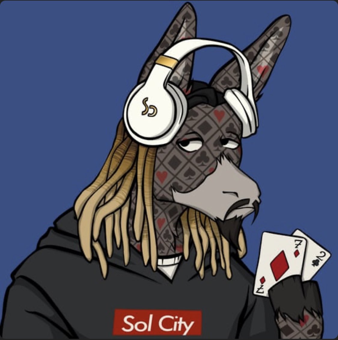 quadracer16's tweet photo. Someone got some headphones. Lfg @SCPokerClub #HEYISTHEWAY #SOLCITYMINTPARTY @bigchungus_nfts https://t.co/ZRxyHdmJPb