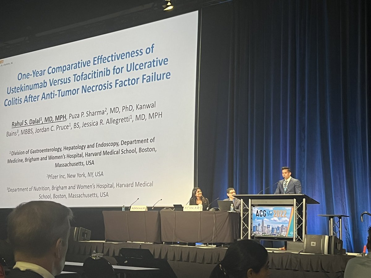 Jessica R Allegretti (@drjessicaa) on Twitter photo Right now <a href="/RahulSDalalMD/">Rahul S. Dalal, MD, MPH</a> our ⭐️ #IBD fellow is presenting our data on ustekinumab vs tofacitinib at #ACG2022 <a href="/BrighamGI/">Brigham and Women's GI</a> Right now <a href="/RahulSDalalMD/">Rahul S. Dalal, MD, MPH</a> our ⭐️ #IBD fellow is presenting our data on ustekinumab vs tofacitinib at #ACG2022 <a href="/BrighamGI/">Brigham and Women's GI</a>