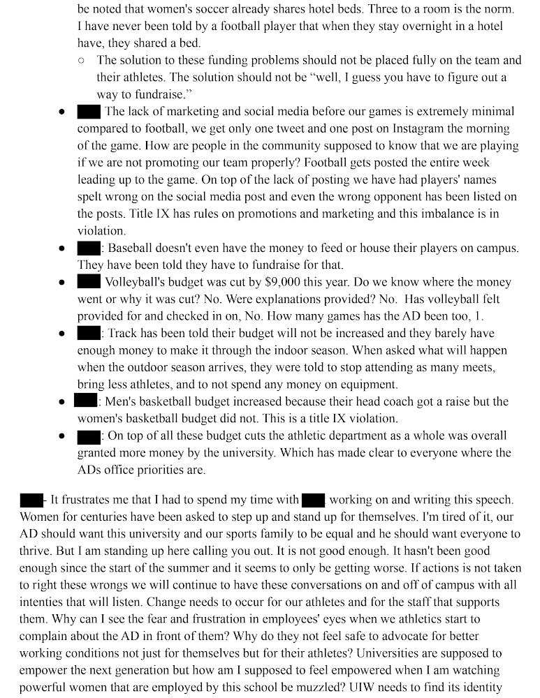 Enough is enough. I’ve read this over and over and cried because I know A LOT of what these brave empowered student athletes said is TRUE. Wake up <a href="/uiwcardinals/">UIW</a> I’m shaking with anger and so should the female student athletes that leadership has neglected, this is a cry for help!