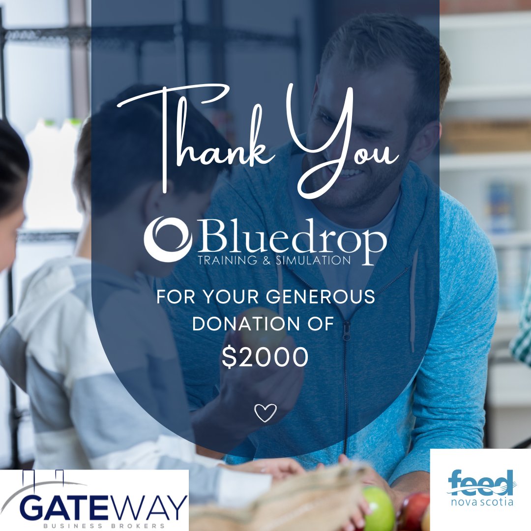 Gateway Business Brokers (@gatewaybiz) on Twitter photo Hello everyone!
We want to thank <a href="/Bluedrop_BTSI/">Bluedrop Training & Simulation</a> for their generous donation of $2000 to our fundraiser for @feednovascotia.
Click below to donate now:
canadahelps.org/en/pages/set-t…
Thank you!
#fund #fundraise #fundraiser #feednovascotia #novascotia #christmasfundraiser Hello everyone!
We want to thank <a href="/Bluedrop_BTSI/">Bluedrop Training & Simulation</a> for their generous donation of $2000 to our fundraiser for @feednovascotia.
Click below to donate now:
canadahelps.org/en/pages/set-t…
Thank you!
#fund #fundraise #fundraiser #feednovascotia #novascotia #christmasfundraiser