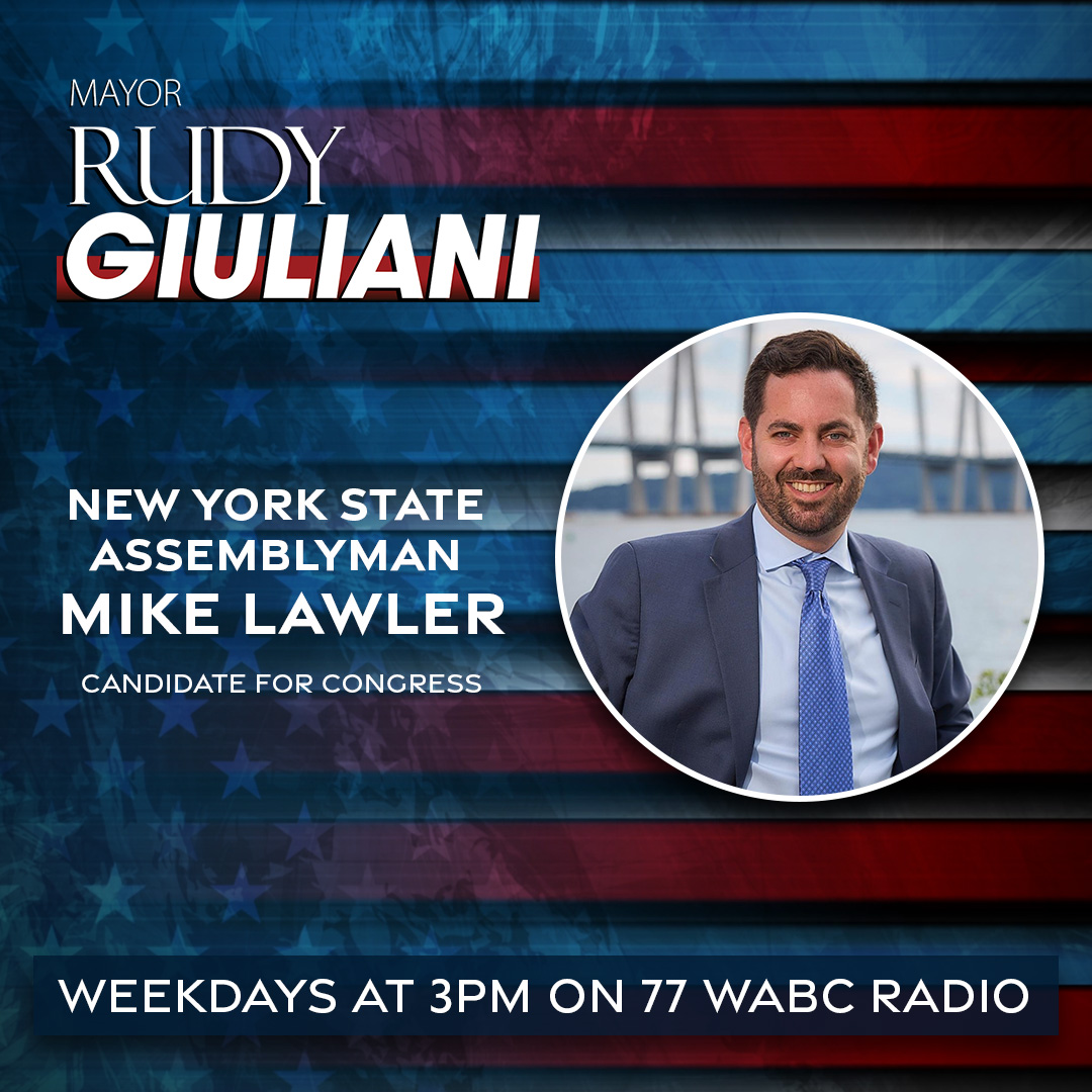 LIVE NOW: @RudyGiuliani will speak with New York State Assemblyman and candidate for Congress @lawler4ny! You don't want to miss this! Listen LIVE on 770 AM, WABCRadio.com or on the #77WABC Radio App!