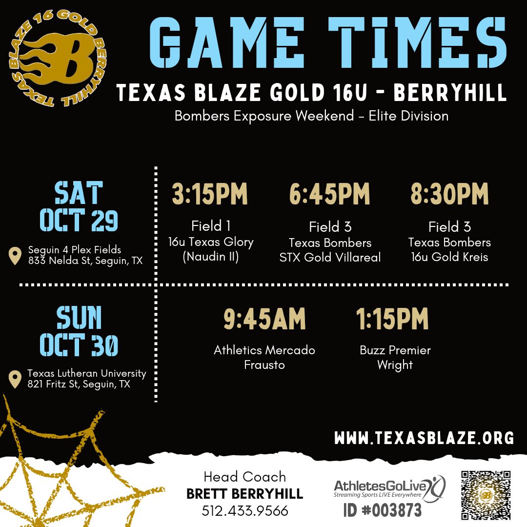 🚨Schedule update🚨 New schedule for the Bombers Exposure. #texasblazegold #schedule #agl003873