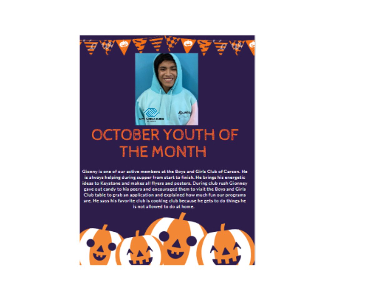 BGCofCarson's tweet photo. We are proud to share the Youth of the Month at Carson High School! Gionny is always eager to help, full of energetic ideas, and encourages his peers to get involved! His favorite Program is Cooking Club! Help us congratulate Gionny! πππ
#MemberOfTheMonth #LAUSD #CarsonCoS https://t.co/k12RM2s6Xq