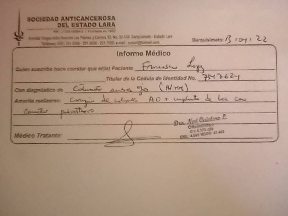 eduaroviedo6's tweet photo. @LuisJonasLara buenas tardes soy del estado lara mi madre necesita una operacion de cataratas ya que no ve ya por esta enfermedad tlf 02512733960 y 04267713351 carrera 4 entre calles 4y5 san jacinto barquisimeto estado lara https://t.co/FVLSo1o3GW