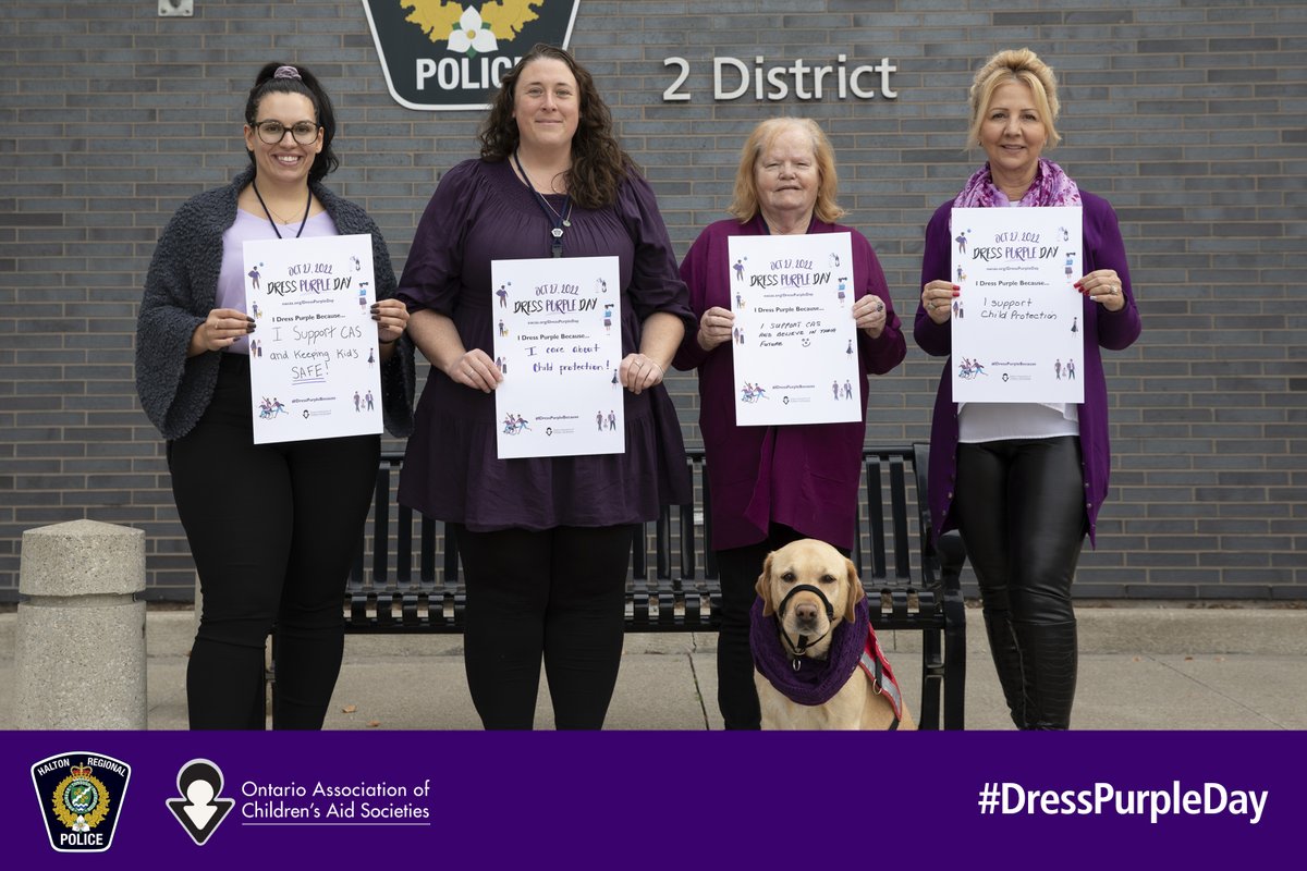 Today, our Victim Service’s Unit and others Service-wide are dressed in purple in support of children, youth and families across Ontario 💜 Why do you dress purple? Use the hashtag #IDressPurpleBecause and share your why. To learn more, visit haltoncas.ca @HaltonCas