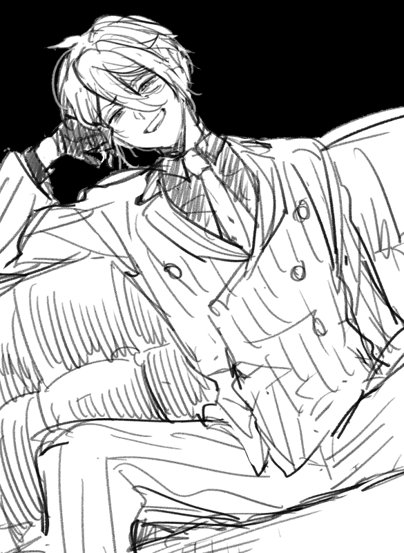 大股で座るオーエンを描きたかったっぽい 