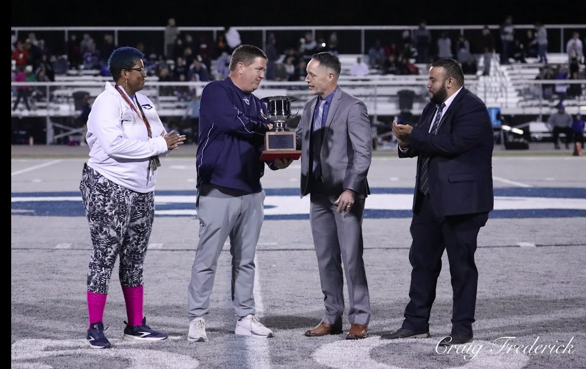 Thanks to Wells Fargo and Henry Cisneros and Leland Sharp for coming to Friday night’s Homecoming football game and presenting the Wells Fargo Cup for Class 2A! What a great accomplishment by Pine Lake athletics! # PineLakePrep #WellsFargo #NCHSAA