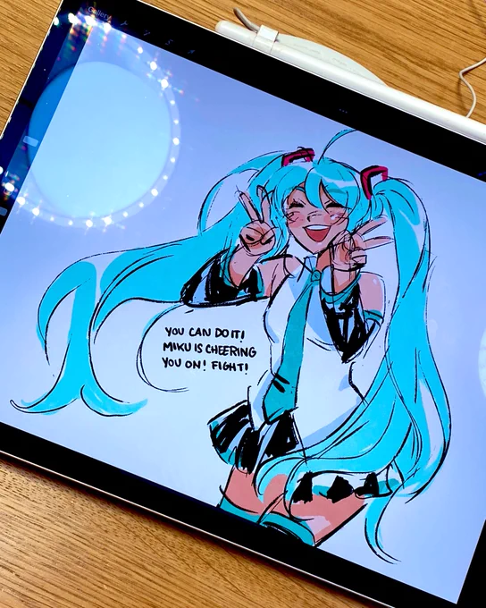 AND OFC I LEFT A LIL NOTE FOR ANYONE WHO COMES ACROSS MY MIKU DRAWING OUT IN THE WILD…  FIGHTO!! 
