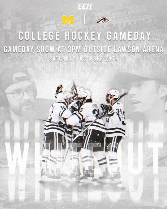 TeamECH's tweet image. SATURDAY AT 3PM OUTSIDE THE LAWSON! 

⚪️WHITEOUT⚪️

COLLEGE HOCKEY GAMEDAY IS COMING TO KALAMAZOO 🐴 @WMUHockey @TheNCHC
