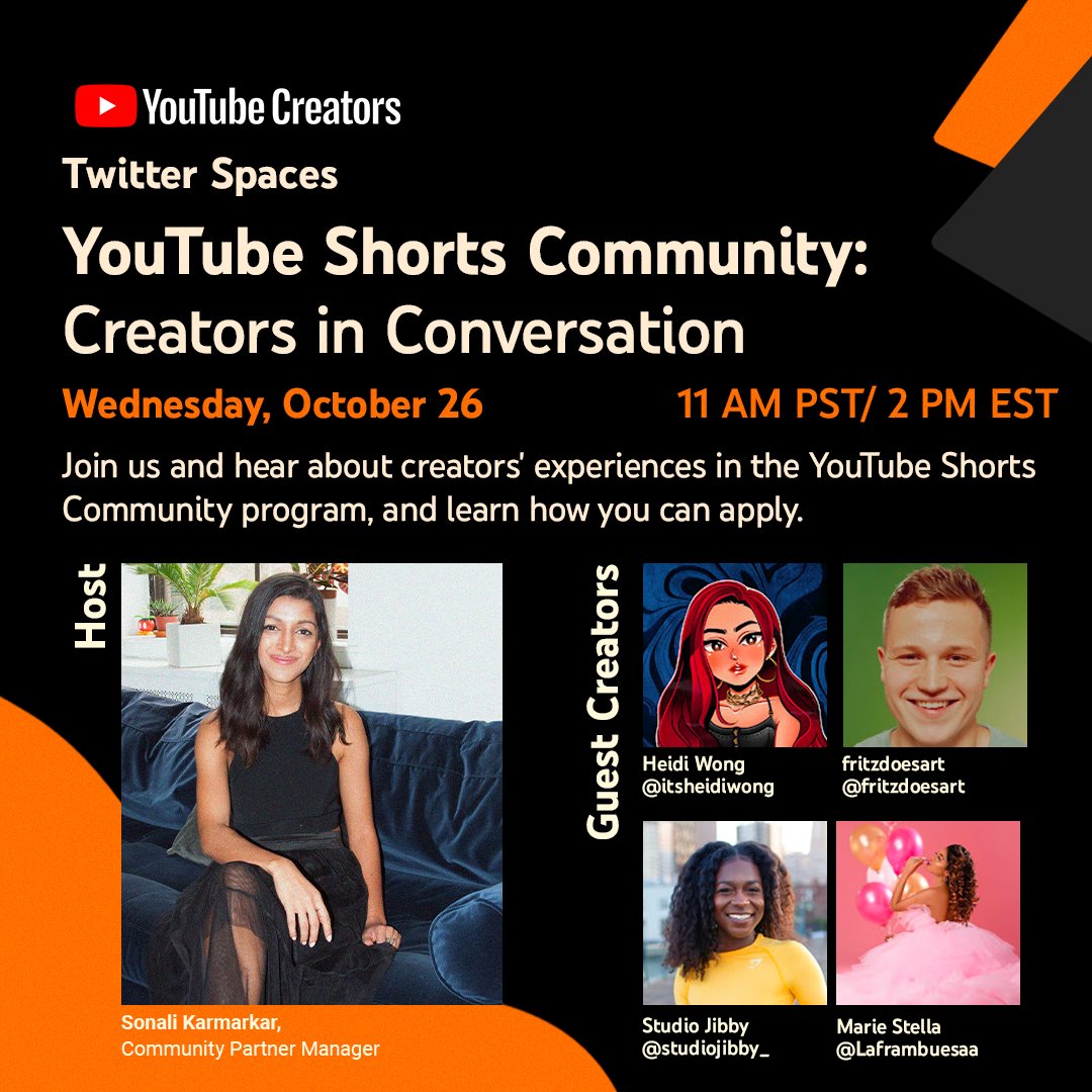 YouTubeCreators's tweet photo. tomorrow is the day ! join us as we chat all things #YouTubeShorts Community 🤳 https://t.co/4gW1LYWqgY https://t.co/GH13drn9io