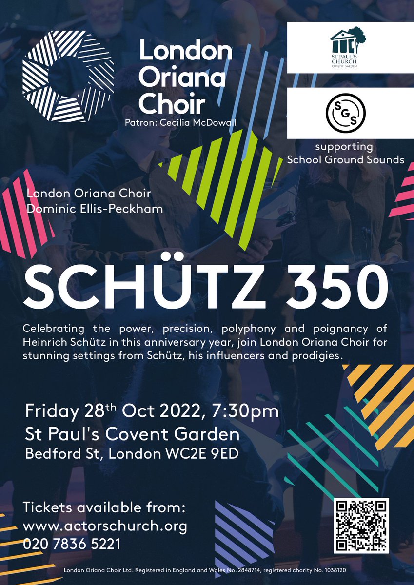 londonoriana's tweet image. This Friday! Celebrating the power, precision, polyphony and poignancy of Heinrich #Schütz in this anniversary year, join London Oriana Choir and the Rosewood Consort for stunning settings from Schütz, his influencers and prodigies, conducted by @DomEllisPeckham