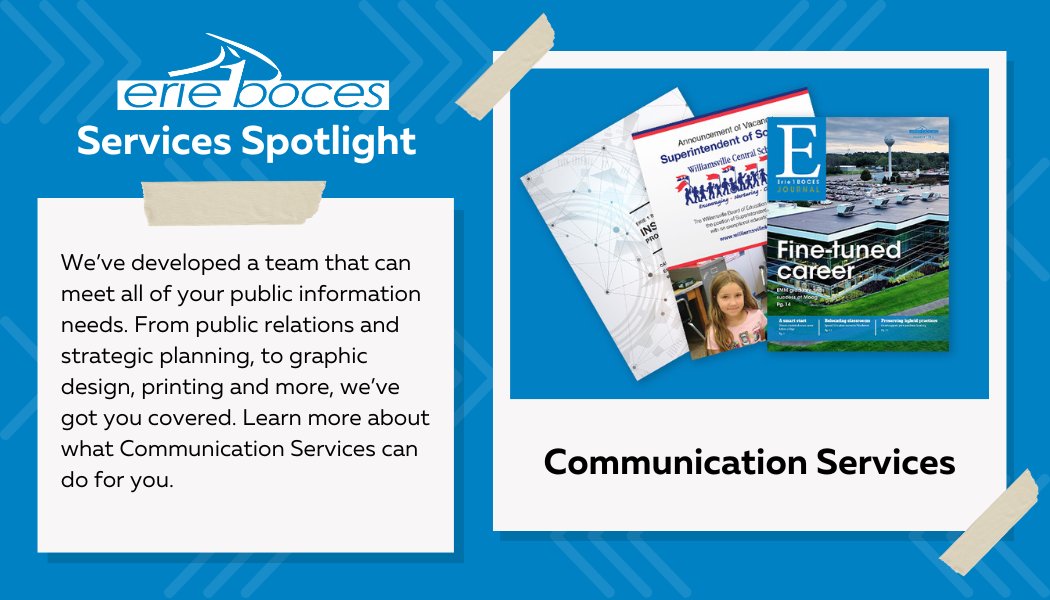 We’ve developed a team that can meet all of your public information needs. From public relations and strategic planning, to graphic design, printing and more, we’ve got you covered. Learn more about what Communication Services can do for you.
e1b.org/en/administrat…