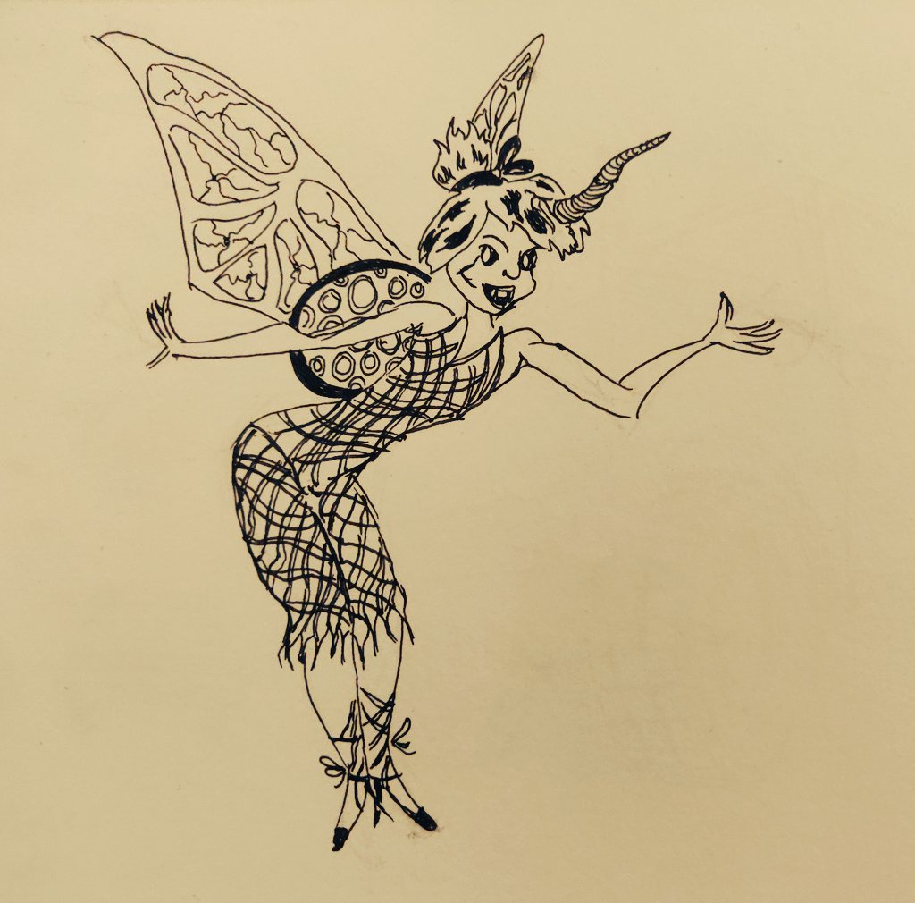 That clean Disney look is difficult, even on trying to make it dark. My late twisted Tinkerbell  #Inktober #inktober2022