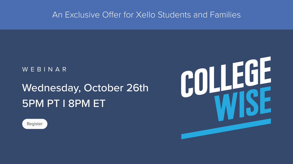 Xello (@xellofuture) on Twitter photo We've partnered with the experts in the #collegeadmissions process <a href="/Collegewise/">Collegewise</a> to help Xello students & their families demystify admissions fact from fiction. Register your students NOW for an exclusive webinar happening tomorrow, Oct 26: ow.ly/eN5950LkGp6. #FutureReady We've partnered with the experts in the #collegeadmissions process <a href="/Collegewise/">Collegewise</a> to help Xello students & their families demystify admissions fact from fiction. Register your students NOW for an exclusive webinar happening tomorrow, Oct 26: ow.ly/eN5950LkGp6. #FutureReady