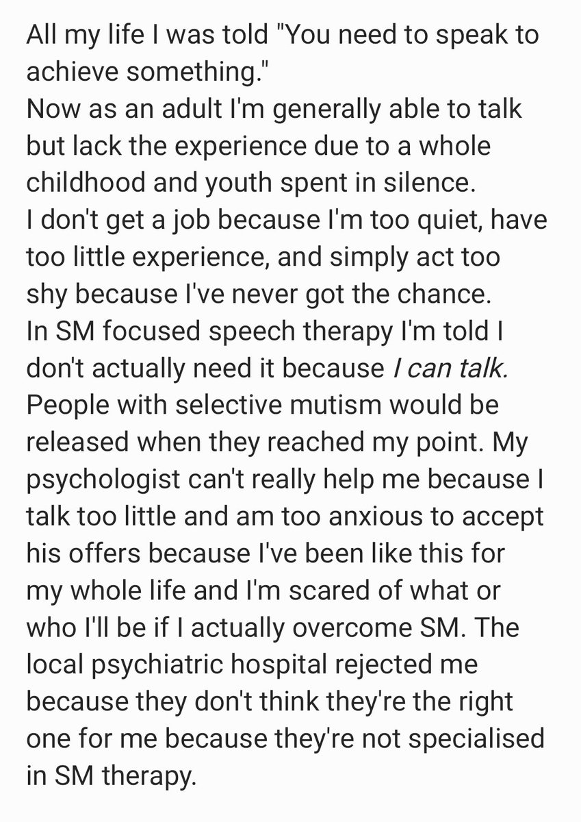 smutismhelp's tweet photo. #SelectiveMutismAwarenessMonth
The problem is not one's inability to speak. The problem is your inability to handle someone that's different.
#selectivemutism https://t.co/syMccb3UTD