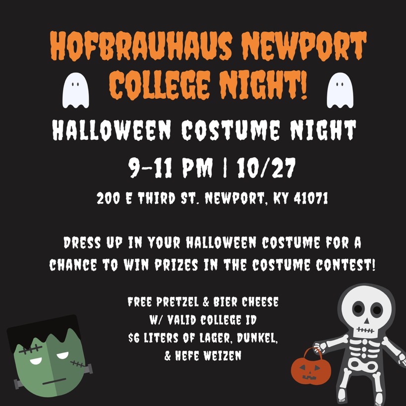 Trick or treat give me something good to eat... like a $6 liter of beer and a free pretzel with bier cheese! College night is this Thursday from 9-11 pm! Wear your best costume for a chance to win a prize! We will have trivia and live music. Can't wait to see everyone there!