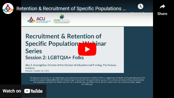 Did you miss yesterday's webinar with @FenwayHealth on the retention & recruitment of #LGBTQIA+ individuals to the #healthcare workforce? View the webinar & download the slides here: bit.ly/3TzJPcv
