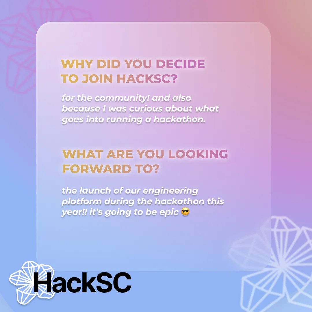 hackscofficial's tweet photo. Meet a few members of our 2022-2023 HackSC Engineering Team! This team is responsible for all things technical, including our backend administrative services and developing the tools that’ll help the event run as smoothly as possible.
#hackathon #explorepage #hacksc #usc #csatusc https://t.co/defbON8L0s