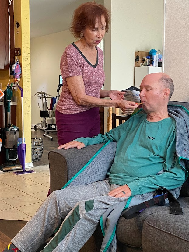 Troy_W_Fields's tweet photo. This journey is a lot easier when you don't go at it alone. Today I want to highlight my 84 year old mother who has taken on the job of keeping my weight up. She drives 40 minutes each way twice a week to cook good Latin food. Getting spoiled while #LIVINGwithALS. https://t.co/Of8kx6HFiz