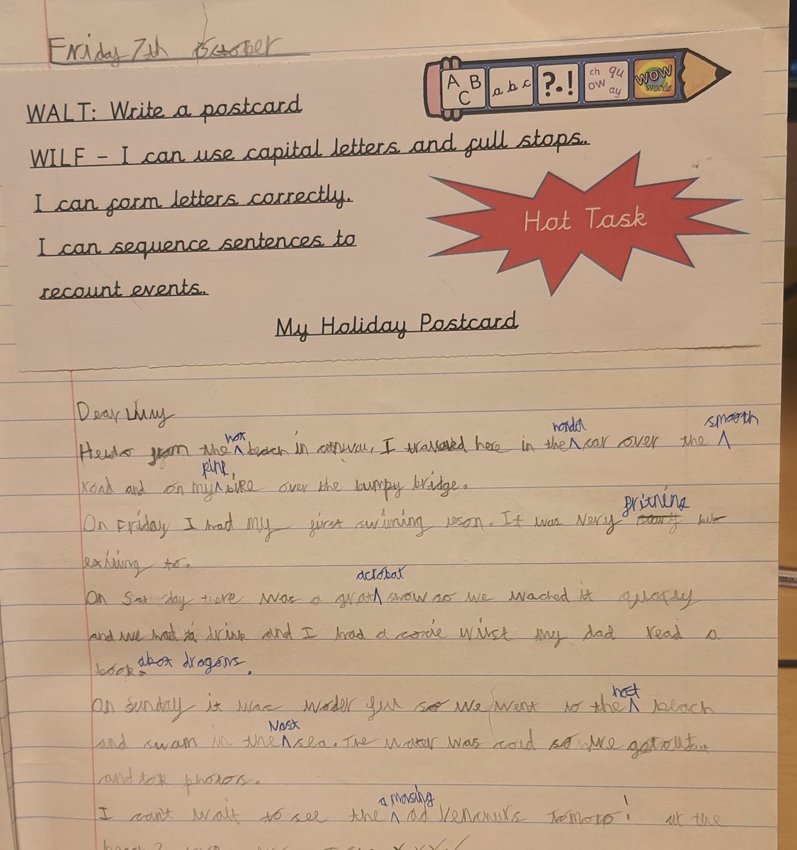 MissAyub14's tweet photo. Time to celebrate progress in just 3 weeks! #Talk4Writing #year2 https://t.co/F8WaLk0Smj