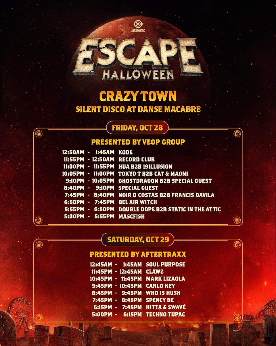 Escape Halloween schedule