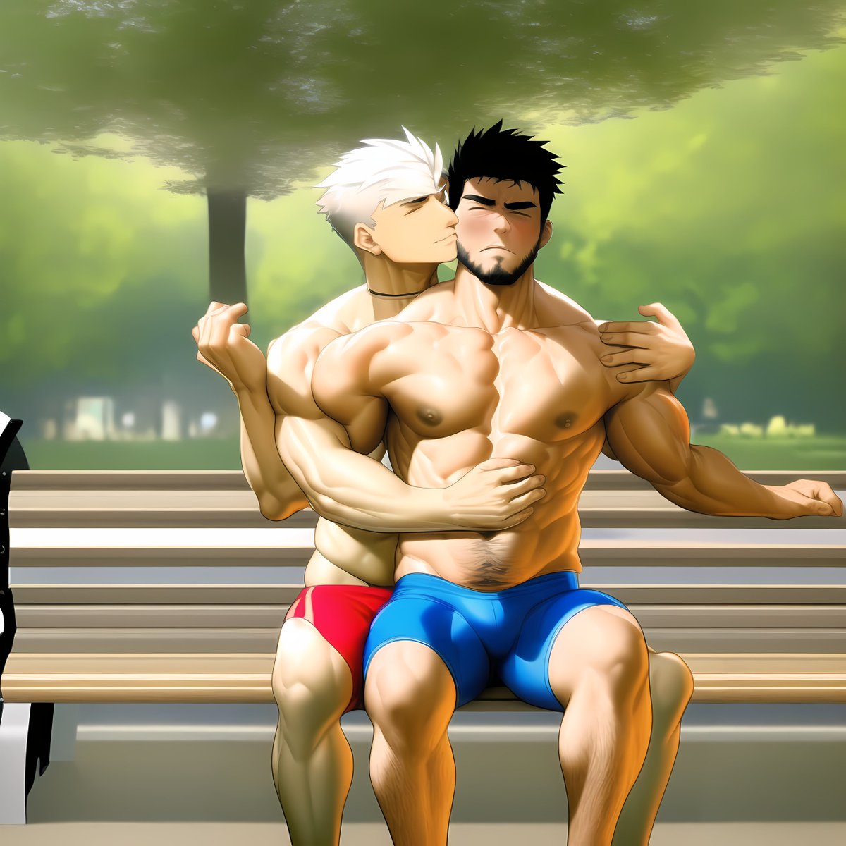 Unrealblue1's tweet photo. Test the generation of two-person pictures.

#NovelAIDiffusion #novelAI #Bara #AIart https://t.co/tjXOvSHekQ