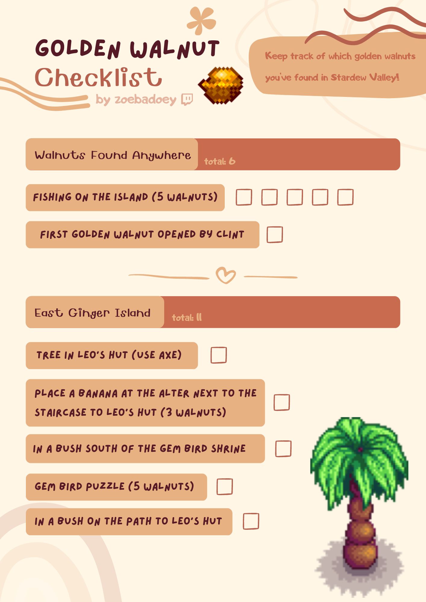 zoe (she/her) on X: &ldquo;golden walnut checklist for stardew valley 