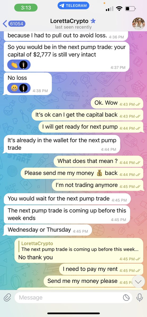 jouly_d's tweet photo. Be aware ❌🛑 of this scammer @LorettaKrypto who pretends to be a multi millionaire yet she is stealing $2777 😅…

@davidgokhshtein @cz_binance @wearecultdao @iambroots @rovercrc @MartiniGuyYT @MrOmodulus @VoltInuOfficial @_ChiefraFba  @rovercrc @cryptojack @CryptoThro https://t.co/VJos2fpZVr