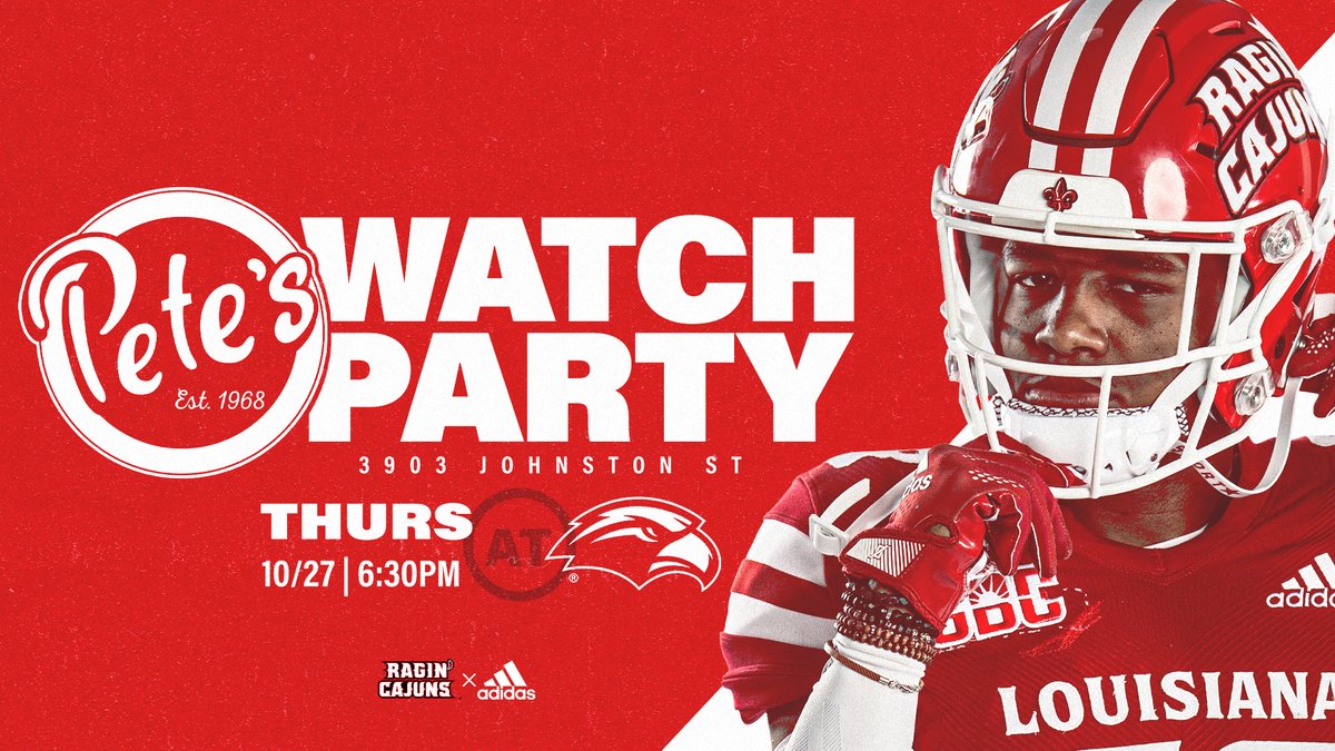 🤟 We've got your game day plans covered. Head over to the Official Watch Party at <a href="/peteslafayette/">Pete's Lafayette</a>!

🗓 Thursday, Oct. 27
📍 Pete's on Johnston
⏰ 6:30 p.m. 

#cULture | #GeauxCajuns