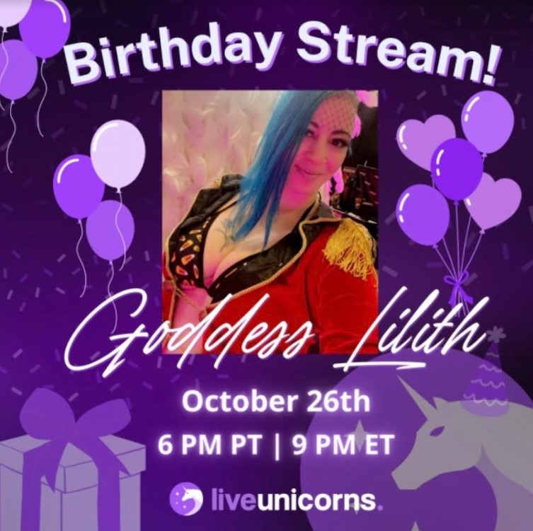 Goddess Lilith’s Live Birthday Stream Is Tomorrow @GoddessLilith66 @TheRubPR ... pornvalleymedia.net/?p=28211