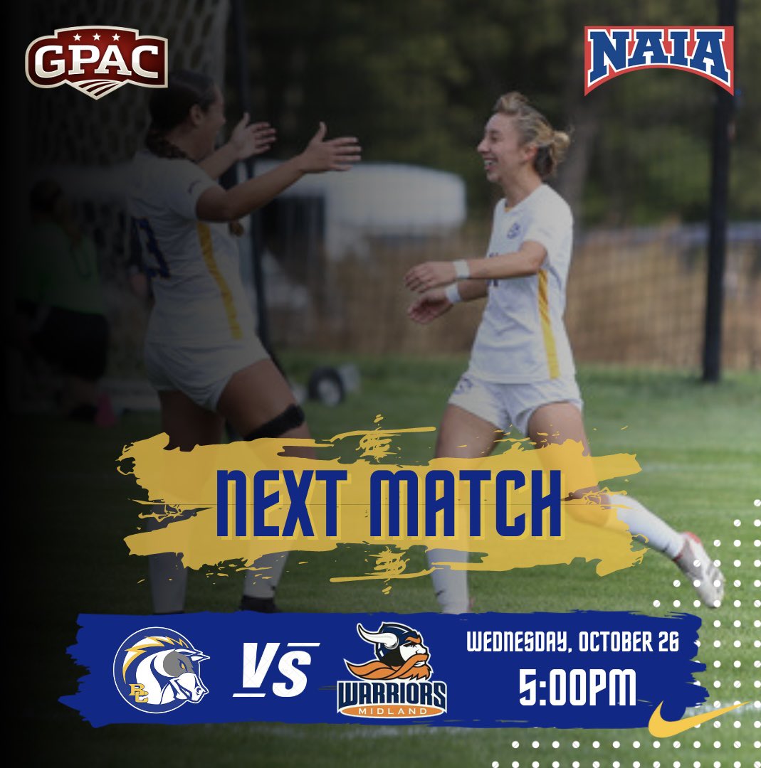 BriarCliffWSOC's tweet photo. ⚽️ 𝗡𝗲𝘅𝘁 𝗚𝗮𝗺𝗲

Looking forward to our third road game in a row as we take the short trip to Fremont, NE. 

🆚 Midland University
🏟 Heedum Field
🕘 5:00pm

#BattleOn🐴 https://t.co/Jxa0N7xprq