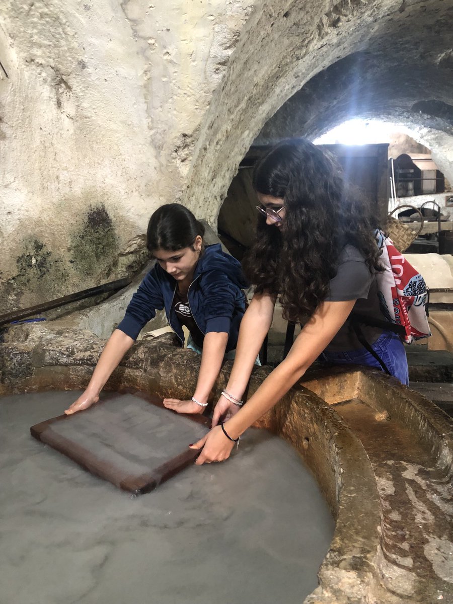 quaggia's tweet photo. Today we put these 2 young paper makers to work at the Museo della Carta in #Amalfi. 
Papermaking arrived in Amalfi around the yr 1000, from the Middle East. This family-owned paper mill remained in business until 1969

#handmadepaper #vats #pulp #presses #papermill #wovenpaper https://t.co/IYjrQjOsva