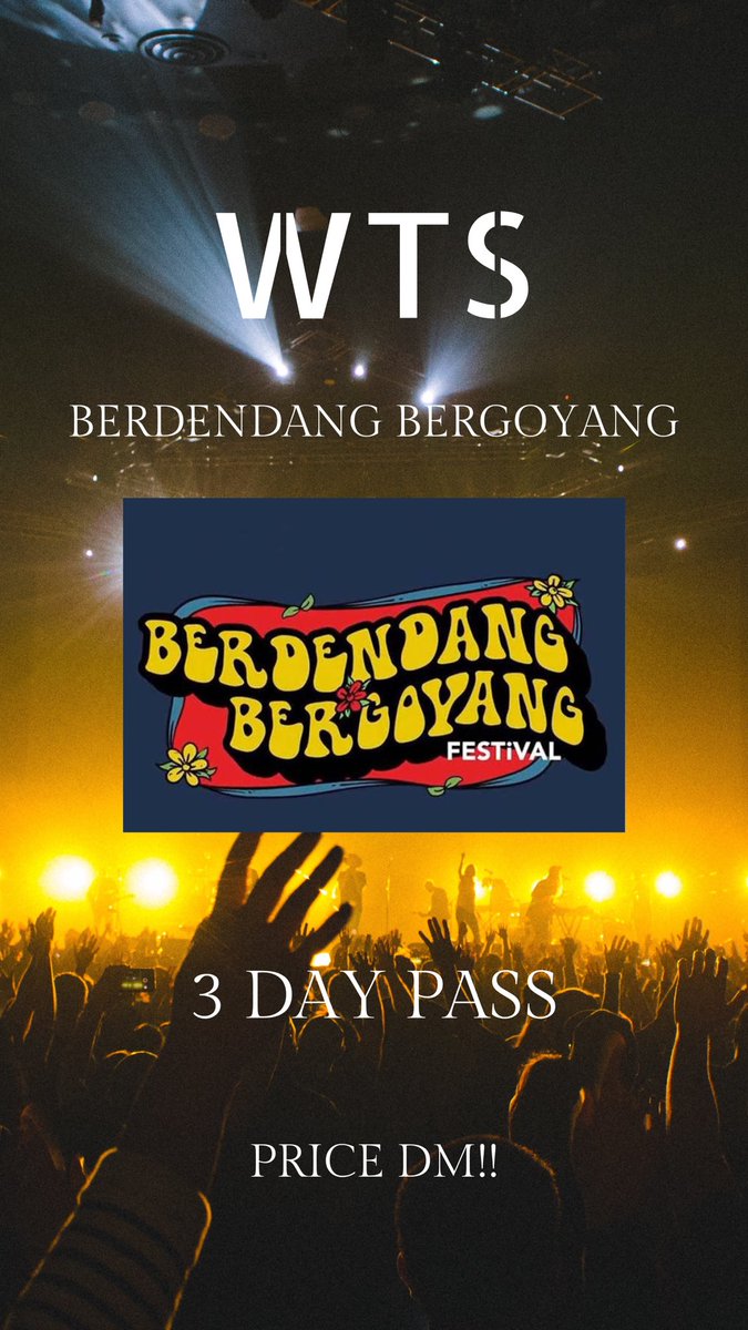 thareqmm's tweet photo. WTS 3 Day pass Berdendang Bergoyang.
Gajadi nongnton gegara bentrok jadwal.
Price DM!!
#berdendangbergoyang #wtsberdendangbergoyang https://t.co/wnlx3tKNuf