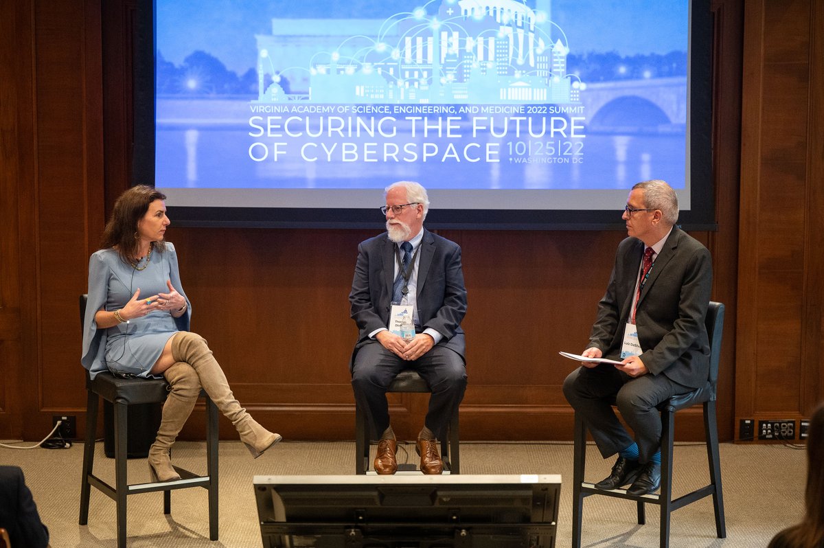 cyber_cci's tweet photo. CCI Exec. Director Luiz DaSilva is moderating the fireside chat at the #VASEM Summit with Kiersten Todt, chief of staff at @CISAgov, and Tom Dingus, distinguished fellow for @ICTASVT. They’re responding to the daring question, “How do we secure our critical infrastructure?” https://t.co/VVWYHHNtaH